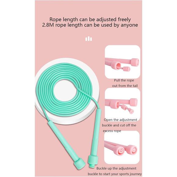 2 Black Durable PVC Jump Rope with Non-Slip Handles, Adjustable Length - Picture 3 of 5